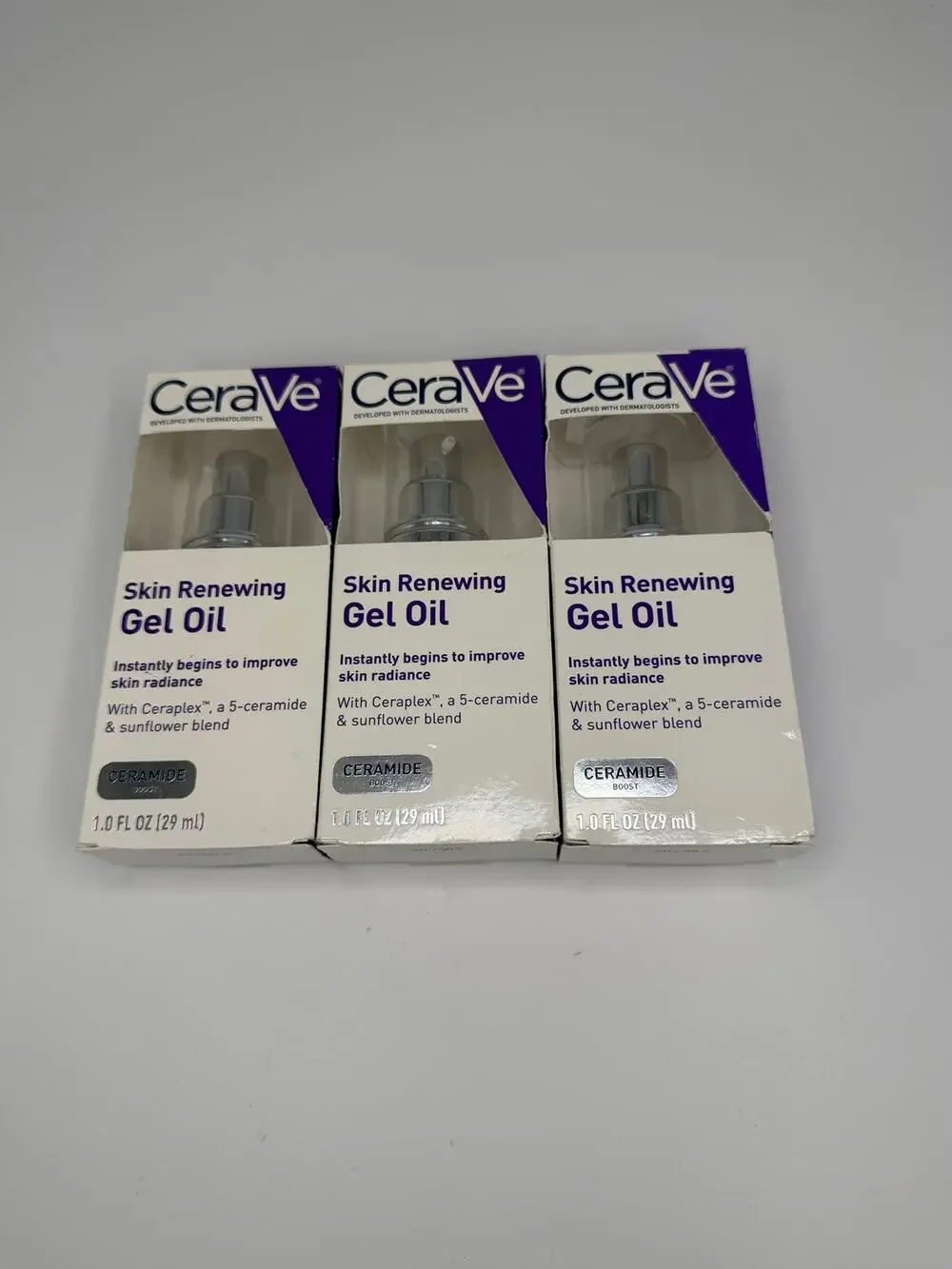 CeraVe Skin Renewing Gel Oil 1 oz Ceramide Boost Fragrance Free LOT OF 3